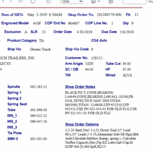 10F*** AXLE BEAM 3.9*** FLGD;W/EZ LUBE , HF=97", OB=84", 32 DOWN, HP, STD BRACKETS, PER TAG #  122280579